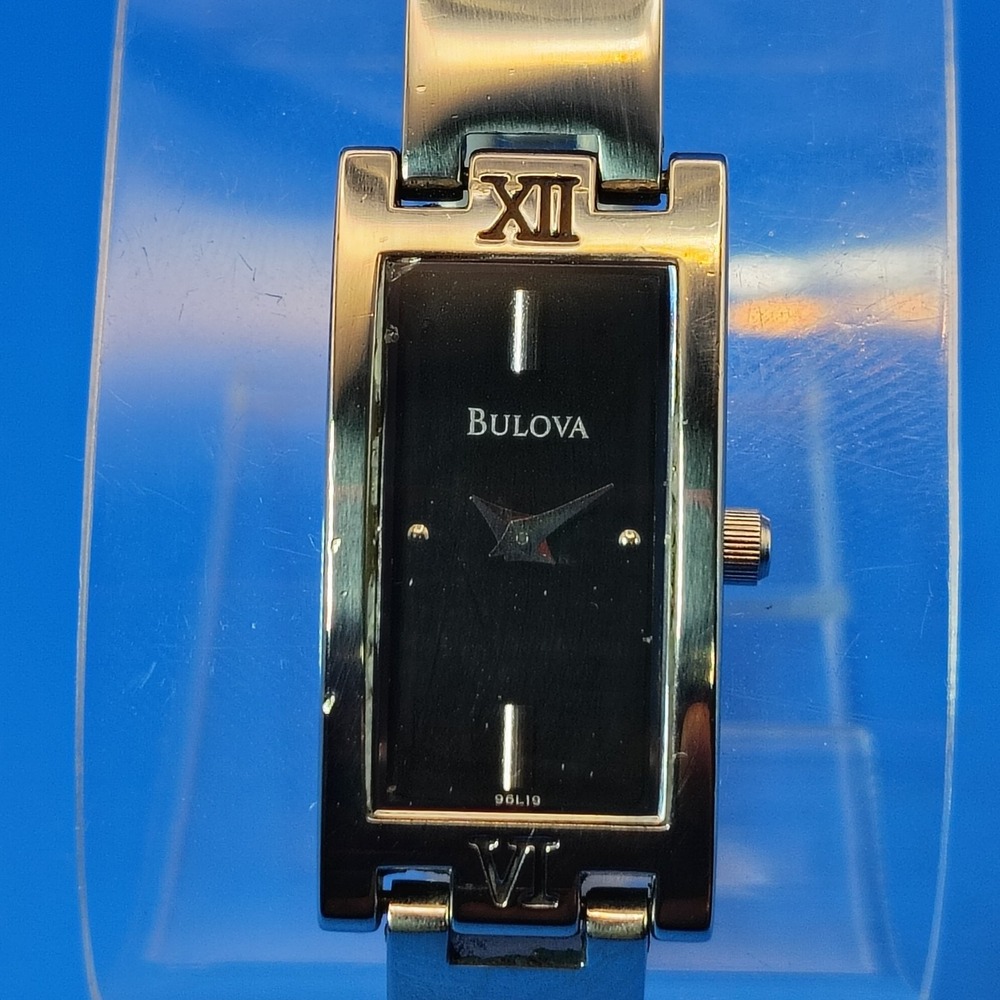 Vintage 1998 Bulova Tank Bangle Japan Movt 35mm Women's Quartz Watch Restored